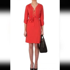 MICHAEL Michael KORS Chain Tie Neck Dress With Ruched Front